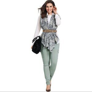 CAbi #3115 Gigi Gray Tan Leopard Cape Wrap Shawl Animal Print Style Winter Shrug